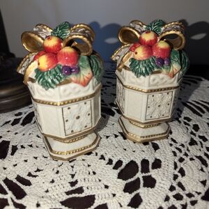 Fitz and Floyd Gold and Cream Fruit Accents